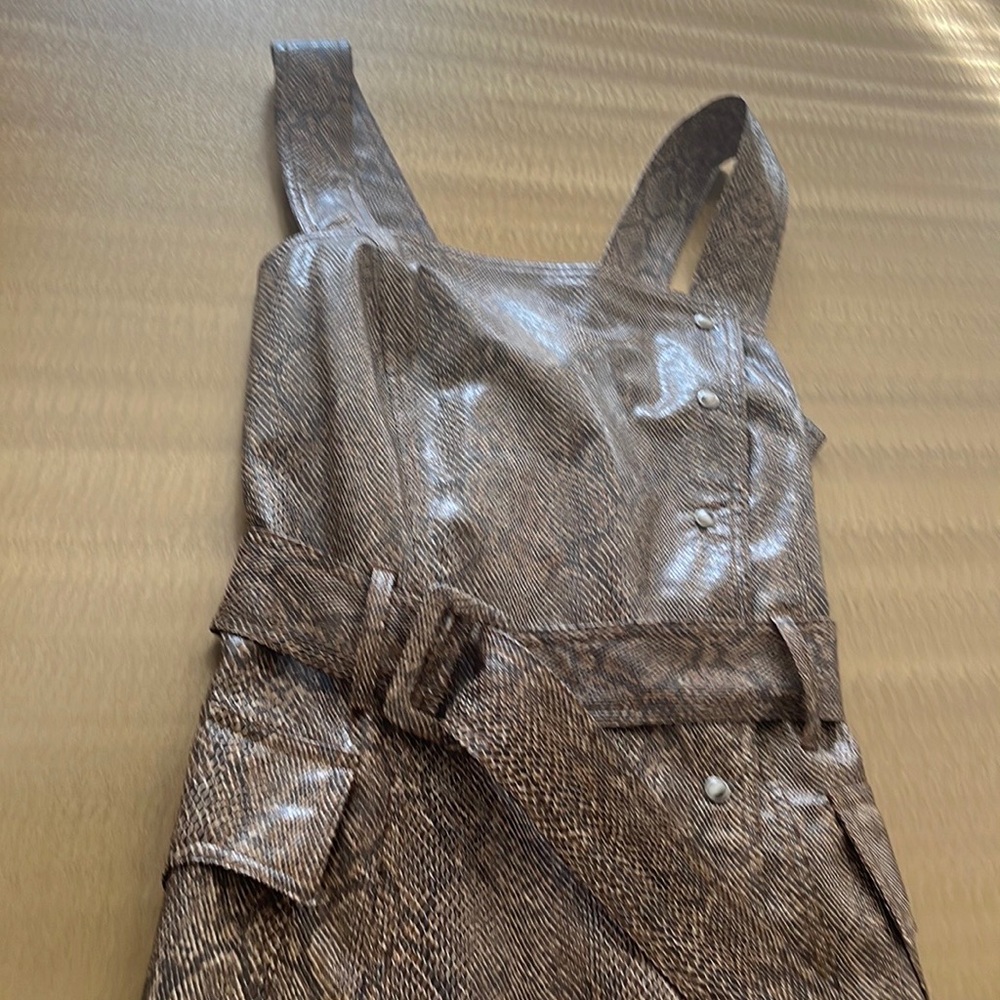 Nanushka lorena belted snake effect vegan leather mini  Dress - Picture 9 of 11
